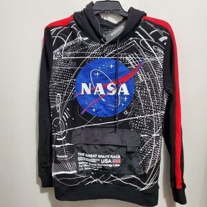 NWT Hudson Outerwear Size M Pullover Hoodie BLK Sweatshirt Mens NASA Embroidered